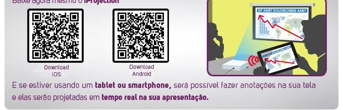 E se estiver usando um tablet ou smartphone, será possível fazer anotações na sua tela e elas serão projetadas em tempo real na sua apresentação