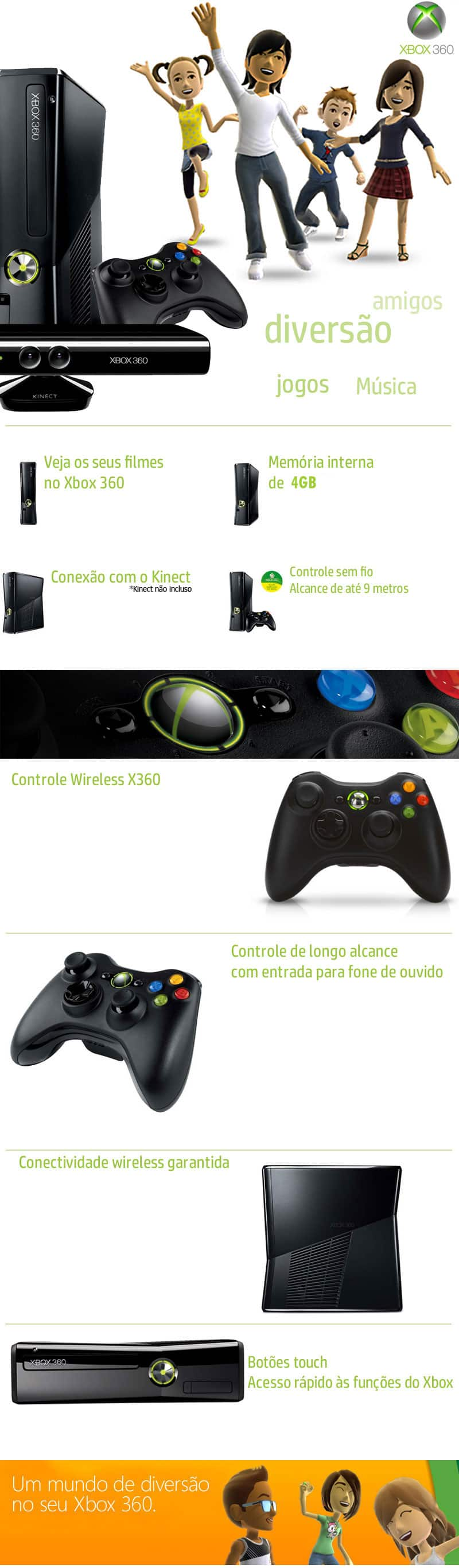 Console Xbox 360 4GB + Controle sem fio + Jogo